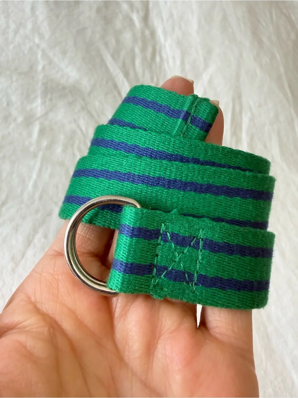 Ralph Lauren | SZ 3T | Toddler Green Blue Striped Fabric Belt Double D Buckle